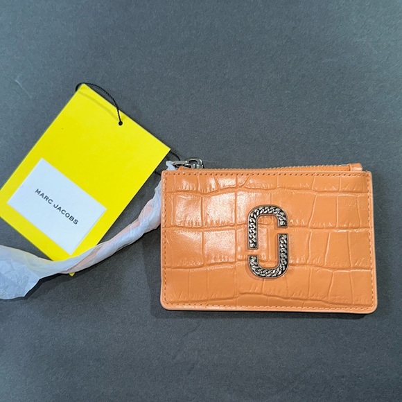 Marc Jacobs Handbags - 🔥🔥NEW Marc Jacobs Orange Croc Embossed Leather Snapshot Zip Wallet Card Holder